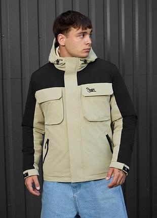 Чорно-оливкова куртка staff quor black & light olive