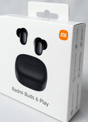 Бездротові навушники xiaomi redmi buds 6 play (black / white) оригінал. це глобальна версія (global version).