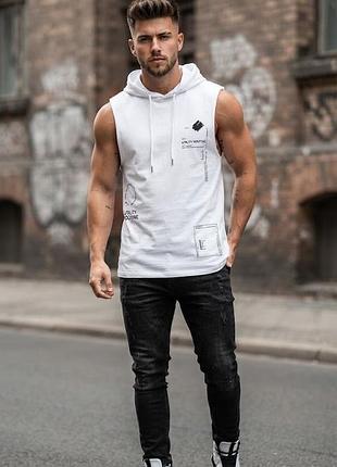 Стильная мужская майка с капюшоном lc waikiki (white, размеры m и xl)