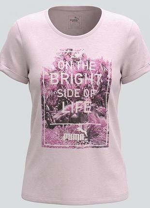 Футболка puma рожева з принтом «on the bright side of life», розмір m