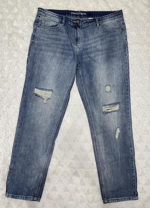Жіночі блакитні джинси з потертостями l-xl straight