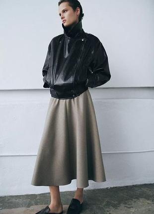 Новий чорний шкіряний бомбер зара zara zw collection