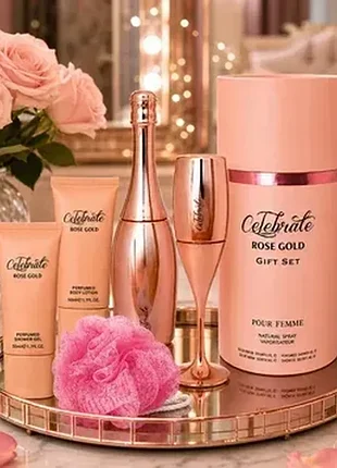 Подарочный женский набор парфюмерии и средств ухода за телом rose gold