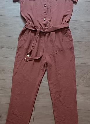 Летний терракотовый комбинезон peony / легкий комбинезон с брюками xl (48-50)