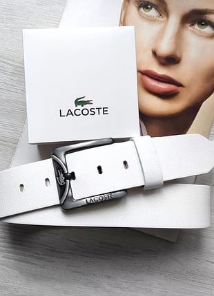 Чоловічий шкіряний ремінь lacoste white
