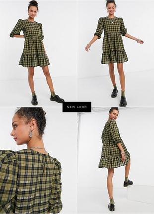 Свободное платье в клетку с атласным эффектом new look