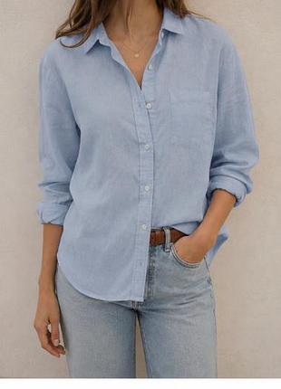 Блакитна льняна сорочка  від бренду zara ,р.xs/s