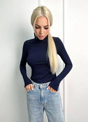 Синій гольф водолазка в рубчик розмір с zara