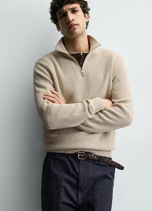Чоловічий джемпер на застібці zara, 1/4 zip кофта зара