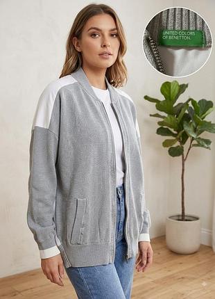 Жіночий трикотажний бомбер на блискавці united colors of benetton (l/xl)