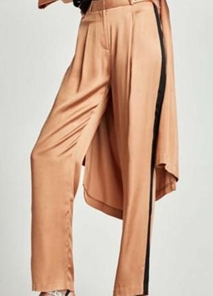 Штани zara l бронзові з чорними лампасами