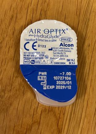 Лінза аlkon air optix plus hydra glide -7.0