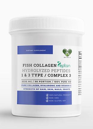 Морской коллаген с гиалуроновой кислотой для суставов, кожи и волос fish collagen complex 3