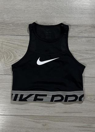 Новый черный кроп-топ найк про nike pro dri-fit crop top, s, оригинал