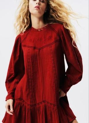 ✅шикарное вышитое платье 👗 коттон zara🌺