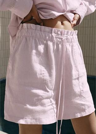 Лляні шорти zara 100% льон, нова колекція, розмір l