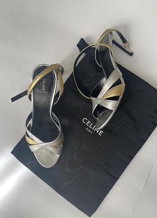 Celine paris - босоніжки з металізованої шкіри
