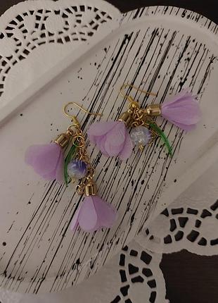 Нежные, цветочные серьги ручной работы 🌸💜🌱