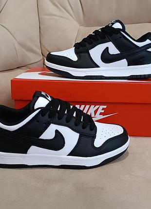 Кросівки nike dunk low retro white black (натуральна шкіра)