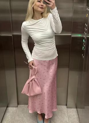 Максі спідниці атласна рожева