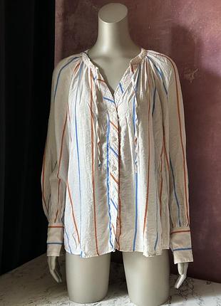 Легка блузка сорочка next в смужку з зав'язками / розмір 46 (xl)
