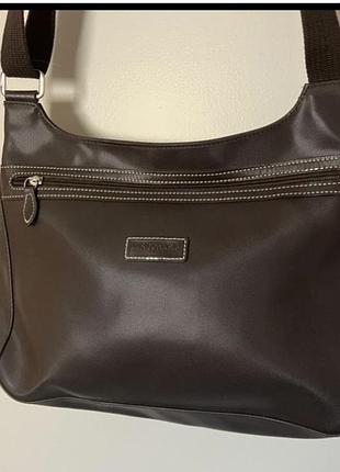 Longchamp – вінтажна ,стильна містка сумка через плече у темно-коричневому кольорі