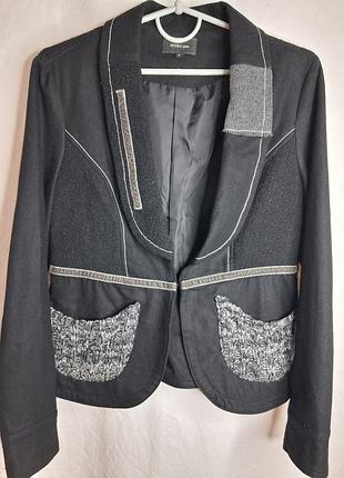 Оригинальный жакет geisha jeans с вязаными деталями и латками, шерсть 60%