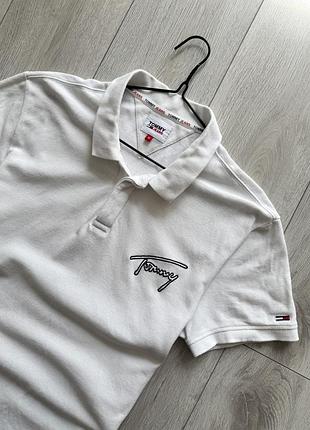 Білосніжне поло tommy hilfiger jeans з свіжих колекцій