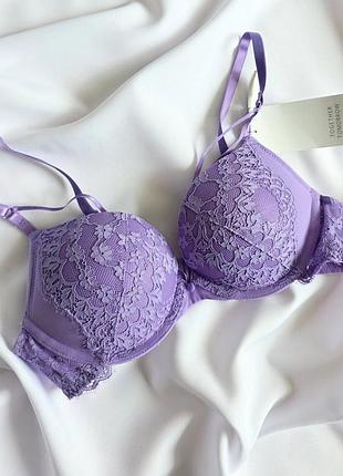 Бюст сиреневый супер пуш-ап на косточке кружевной уценка 75a hunkemoller