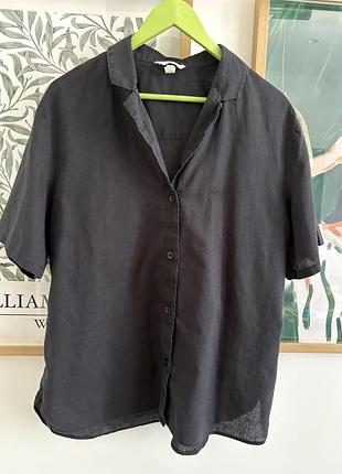 Сорочка чорна льон h&m