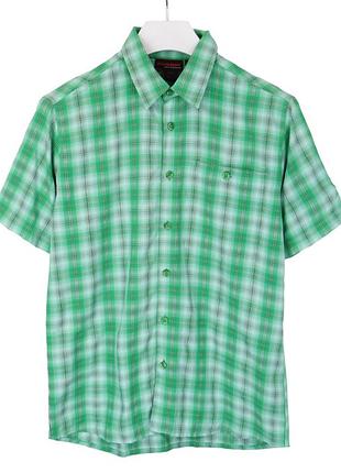 Клетчатая рубашка с коротким рукавом mammut swiss technology tracking tnf shirt spread collar plaid green original xl-xxl columbia трекинговая