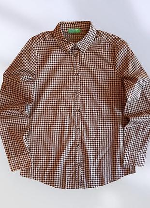 Сорочка united colours of benetton shirt гусяча лапка/гусина лапка у гусячу лапку
