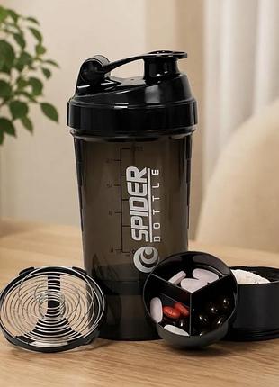 Шейкер spider bottle 500 мл з контейнером для протеїну, новий