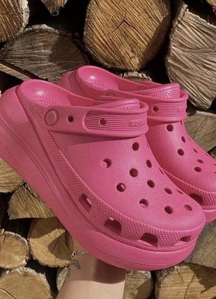 Crocs classic crush clog рожеві | сабо на платформі