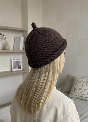 🔥 стильна та затишна в’язана шапка з хвостиком, handmade