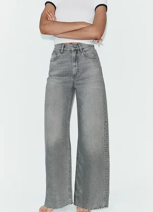 Джинсы extra wide leg с высокой посадкой zara