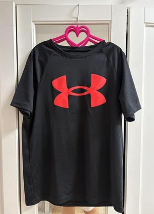 Чорна дитяча/підліткова футболка under armour tech big logo ss