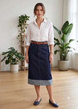 Джинсова пряма міді спідниця nl jeans,р.s/m,стан нової