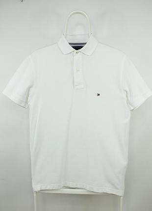 Белоснежная футболка поло tommy hilfiger white polo shirt