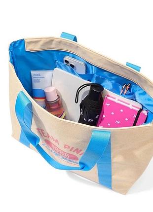 Сумка-шопер victoria's secret pink canvas varsity tote bag