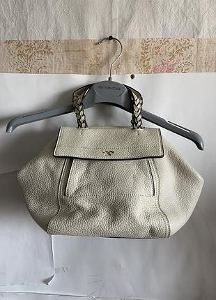 Оригінальна кожана бежева сумка tory burch