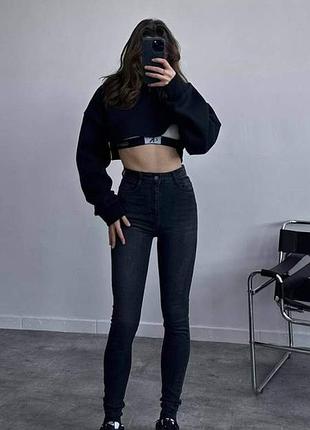 Джинси zara варонки з ефектом потертостей висока посадка розміри 34 36 і 38 стрейч скінни