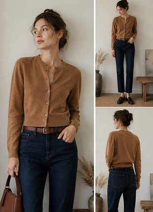 Жіночий   коричневий короткий кардиган  кашемір 100% monoprix femme розмір s