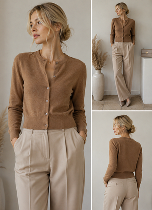 Жіночий коричневий кардиган кашемір 100% monoprix femme