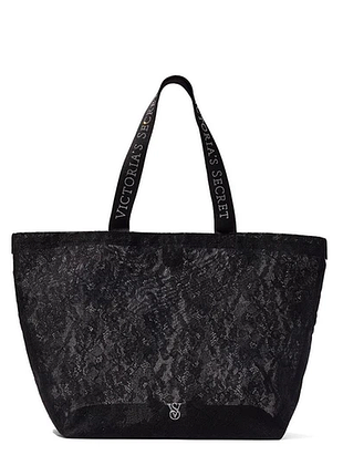 Черная кружевная сумка шоппер victoria's secret lace tote bag black оригинал