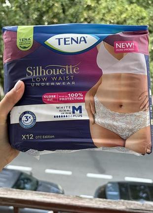 Tena silhouette, 12 шт, m, low waist white, жіночі вбираючі труси