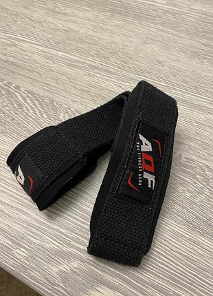 Мʼякі лямки для тяги aqf pro fitness gear чорні для силових тренувань