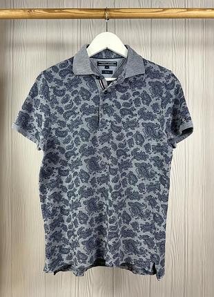 Tommy hilfiger aop slim fit  поло з красивим орнаментом оригінал розмір м