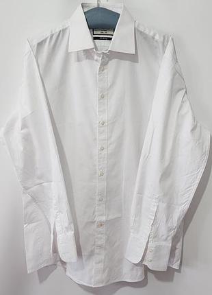 Премиальная мужская белая рубашка thomas pink slim fit размер xl (44 ворот)