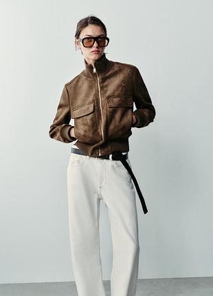 Жіноча куртка бомбер під замш еко шкіря zara